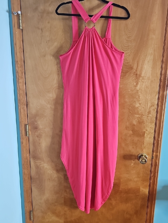 Dresses & Skirts - Beach Cover-Up Hot Pink Halter Maxi Dress with Ring Front Detail
